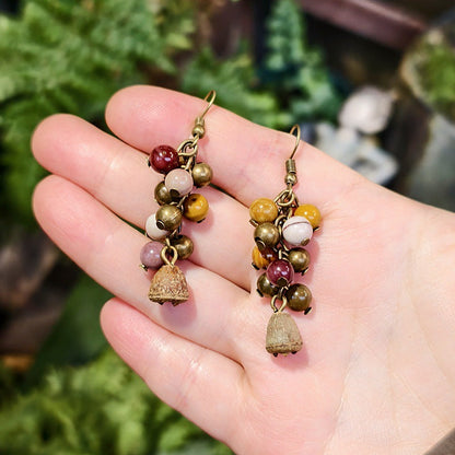 Vintage Botanical Wood Hoop Earrings - Handcrafted Nature-Inspired Designs