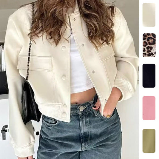 Elegant Casual Long Sleeve Coat with Single Button Closure