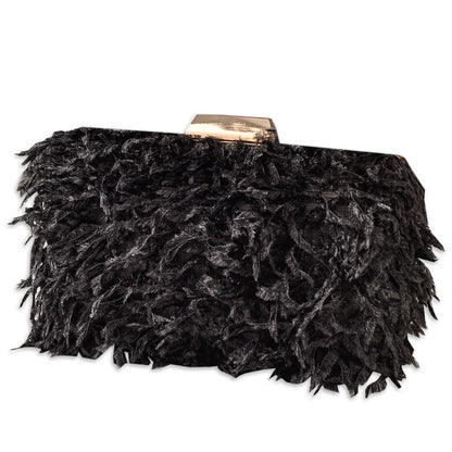 Fringed Evening Bag Stylish Faux Fur Clutch for Parties