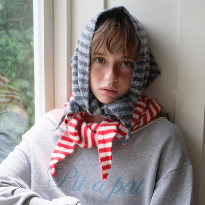 Striped Wool Triangle Scarf for Women - Soft and Cozy