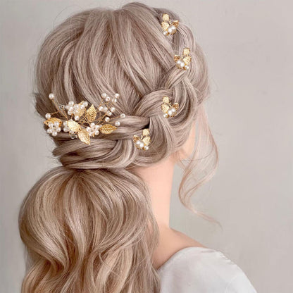 Handmade Pearl Floral Hairpin Set for Weddings