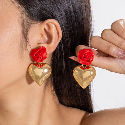 Vintage Minimalist Bow Heart Earrings Acrylic Valentine Jewelry