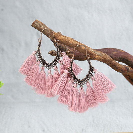 Bohemian Tassel U-Shaped Alloy Vintage Earrings for Women