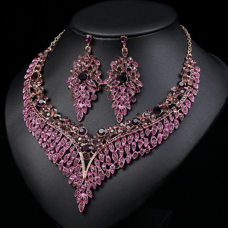 Vintage Floral Necklace and Earring Set Elegant Design for Parties
