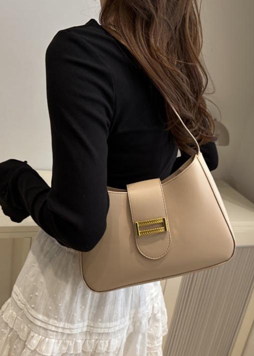 Minimalist PU Leather Shoulder Bag With Magnetic Closure