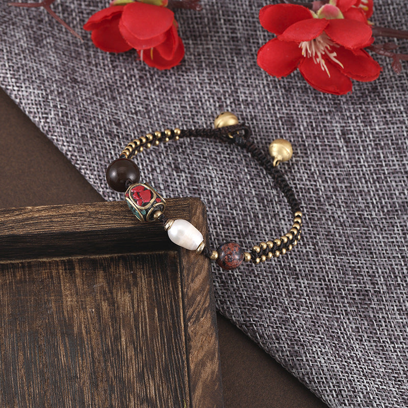 New Nepal Pearl Ethnic Style Bracelet Retro Simple Joker Hand-Woven Couple Bracelet