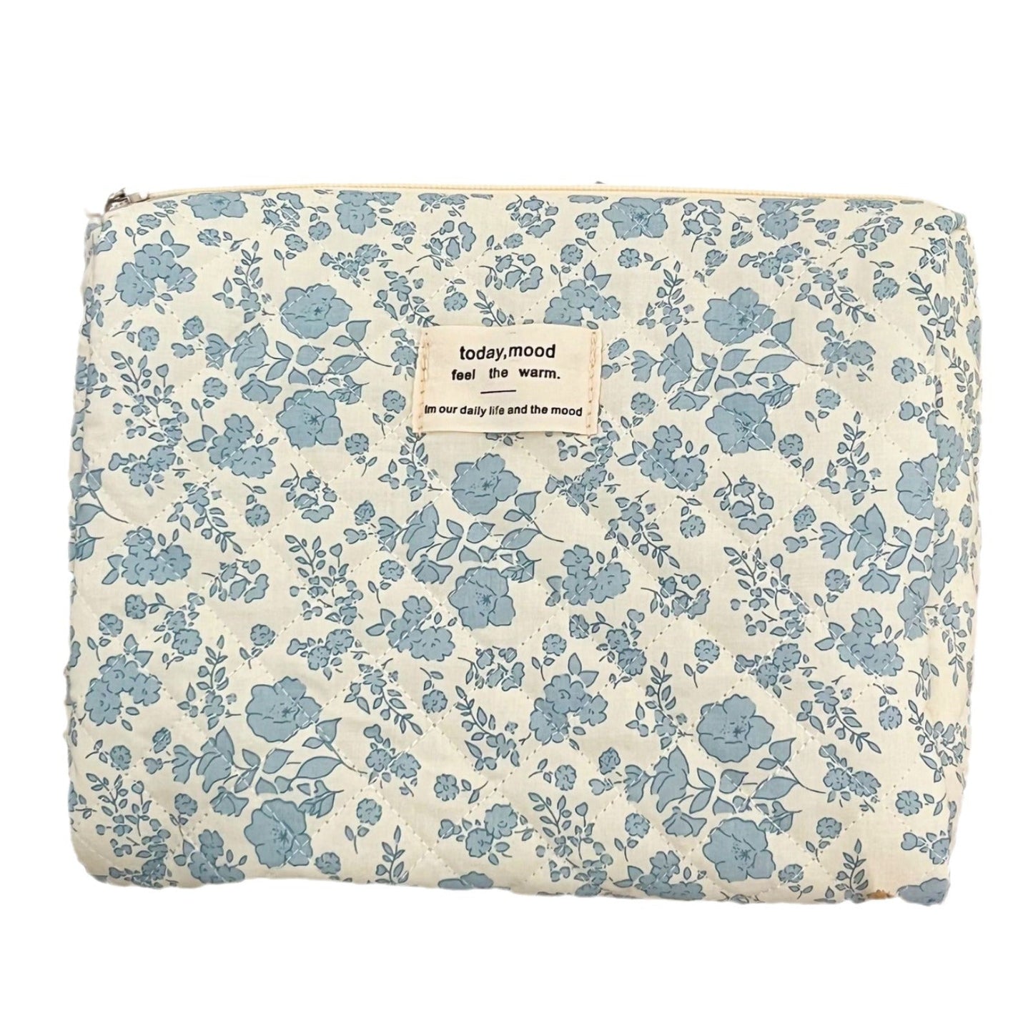 Blue Begonia Floral Makeup Bag Travel Pouch