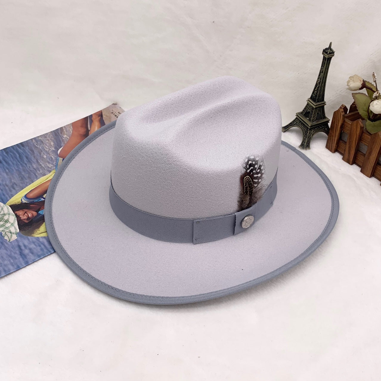 Trendy Retro Wool Felt Wide Brim Hat for Men