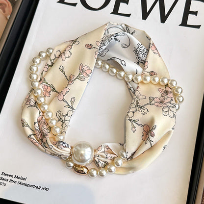 Elegant Magnetic Clasp Pearl Necklace Scarf
