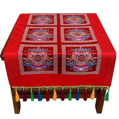 Tibetan-Style Folk Wind Tablecloth Custom Retro Long Table Tea Tablecloth Buddha Hall Decoration For Tablecloth Buddha Tablecloth