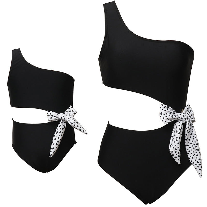 Family Matching One-Piece Swimsuit For Women With Bow Design