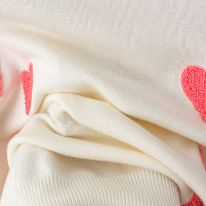 Knit Heart Embroidered Long Sleeve Sweater