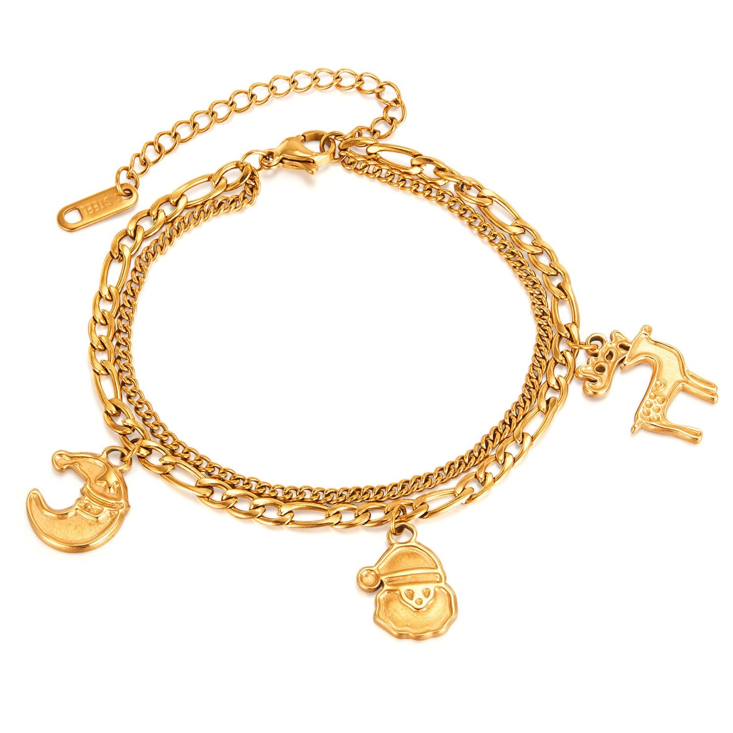 Trendy Reindeer Pendant Stainless Steel Bracelet