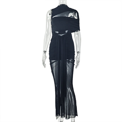 Trendy Solid Color Women鈥檚 Bodycon Asymmetrical Dress