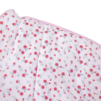 Floral Print Quilted V-Neck Tie Front Puffer Coat