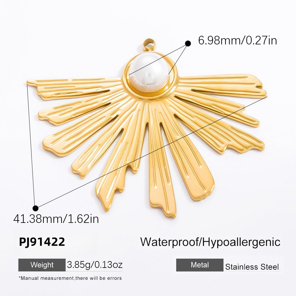 Floral Starfish 18K Gold Plated Stainless Steel Pearl Pendant Necklace