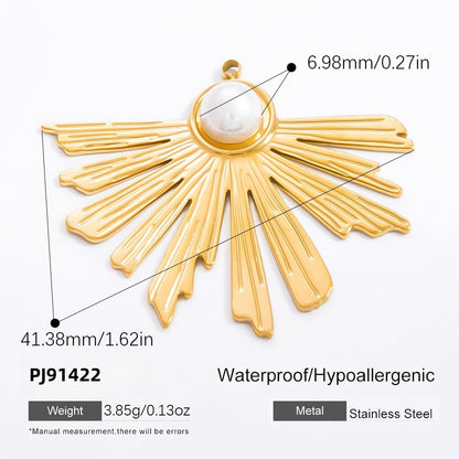 Floral Starfish 18K Gold Plated Stainless Steel Pearl Pendant Necklace