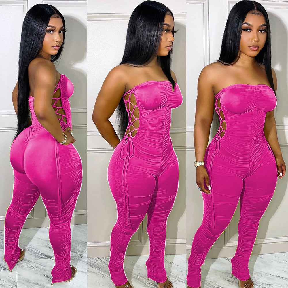 Slim Fit Side Tie Milk Silk Jumpsuit