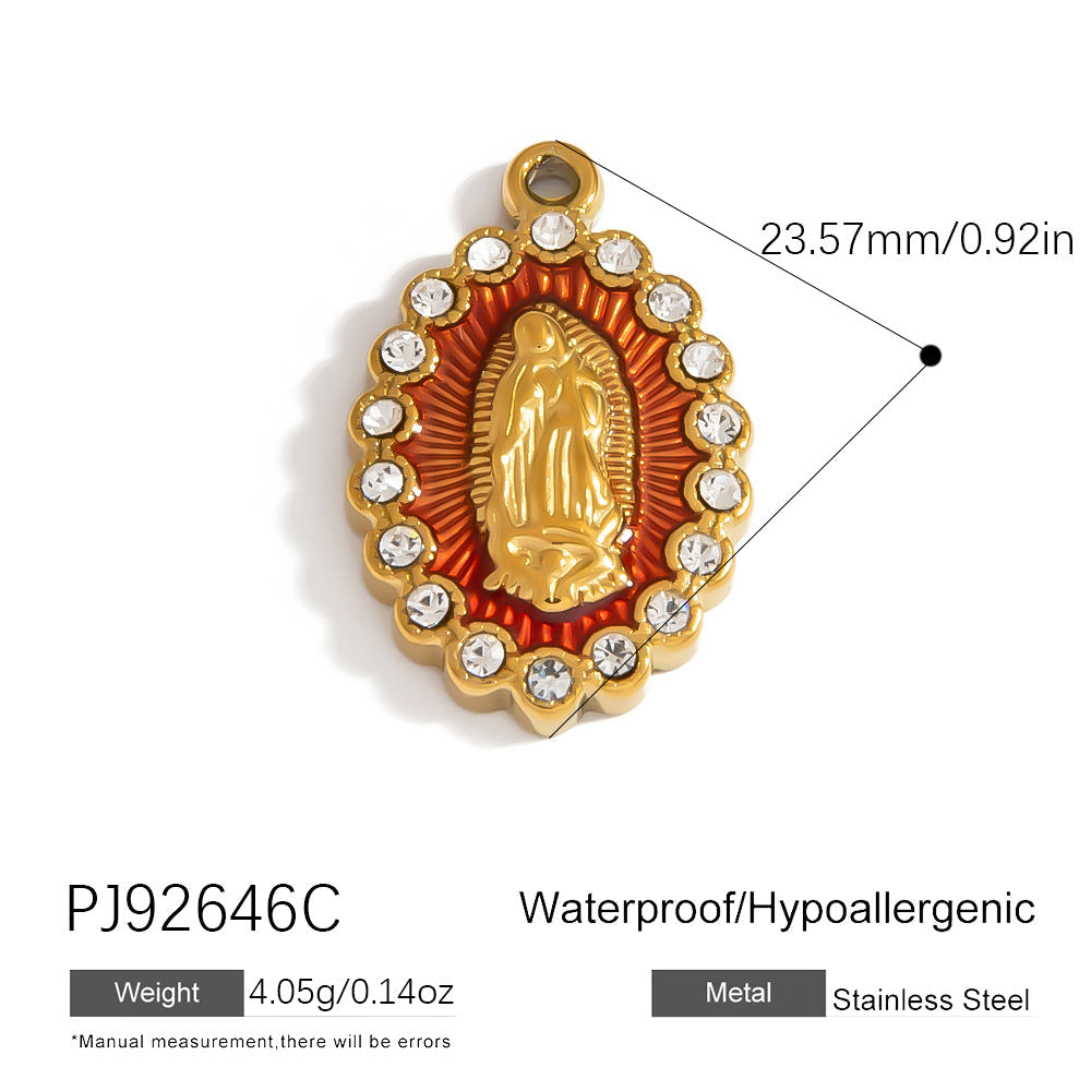 Colorful Oil-Drop Fish Heart Pendant Steel DIY Jewelry Accessories