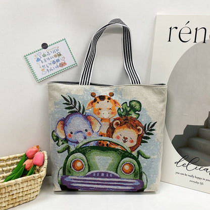 Ethnic Vintage Embroidered Canvas Tote Bag for Women