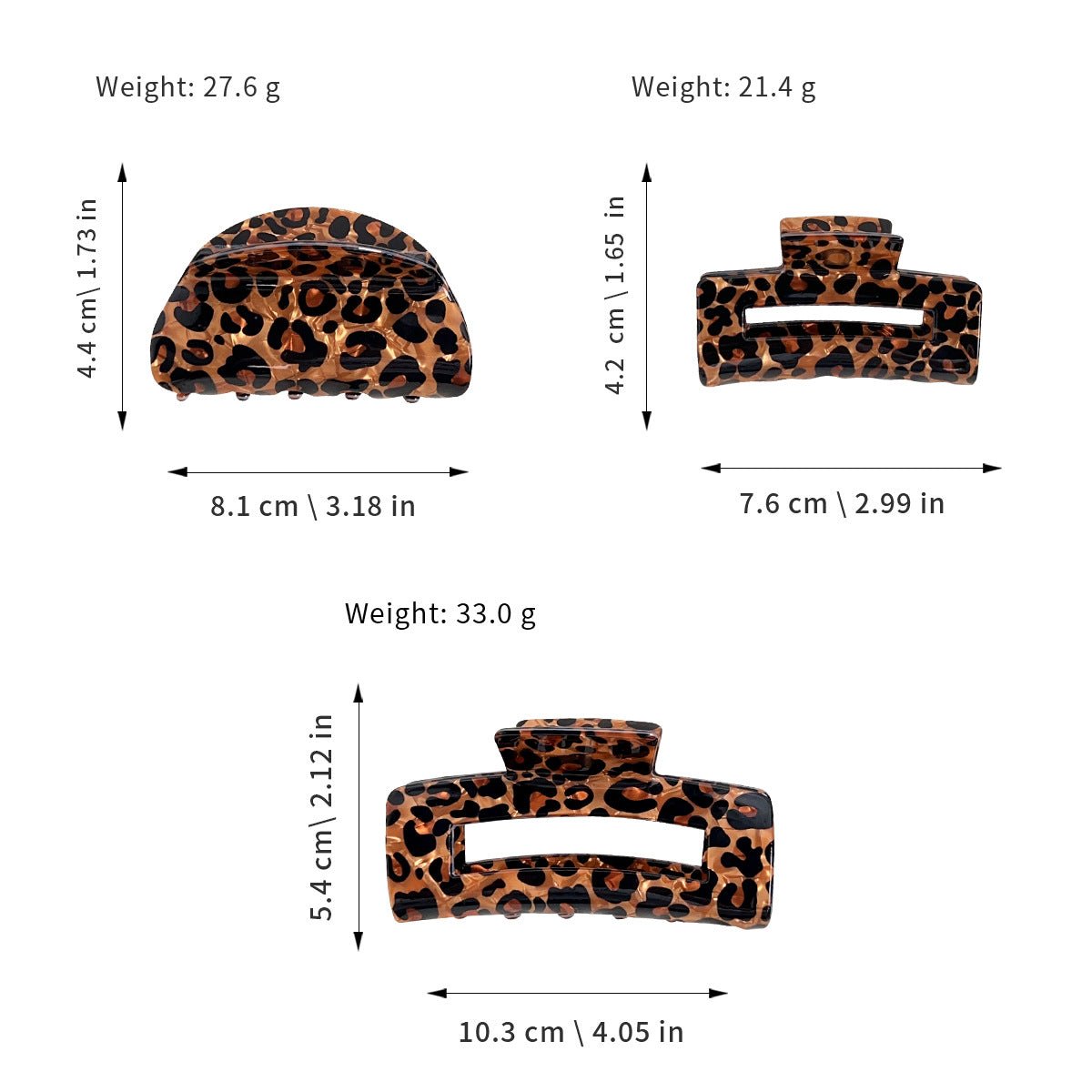 Vintage Leopard Large Square Hair Claws