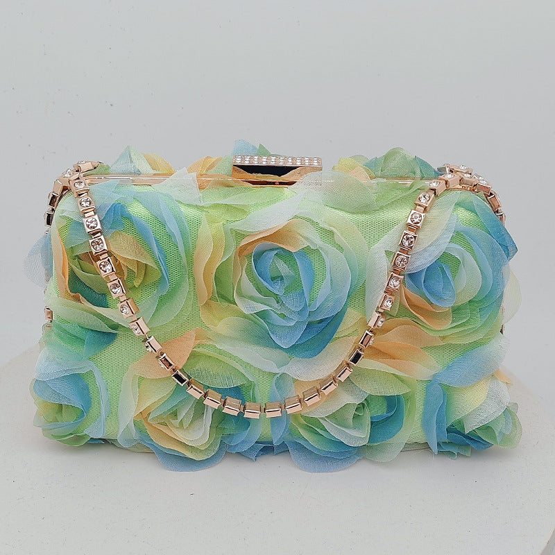 Chic Floral Chiffon Evening Clutch Party Bag