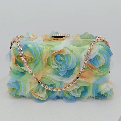 Chic Floral Chiffon Evening Clutch Party Bag