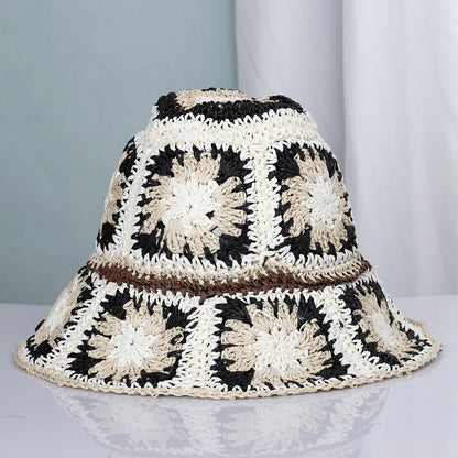 Bohemian Style Papyrus Big Eaves Sunshade Fisherman Hat Travel Sunscreen Sun Hat Beach Hat