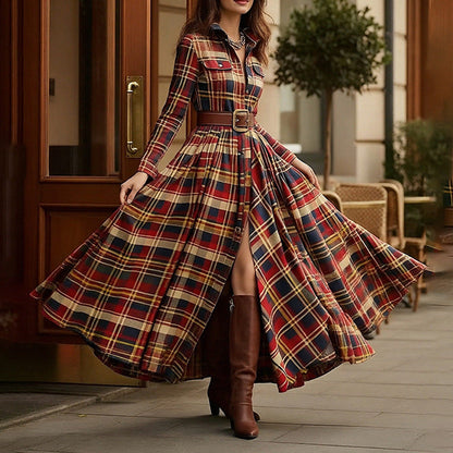 French Elegant A-Line Dress with Vintage Design