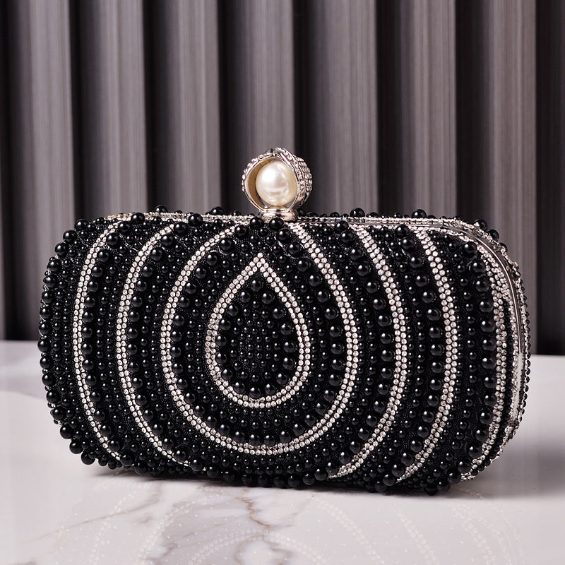 Pearl Detail Retro Clutch Bag for Women