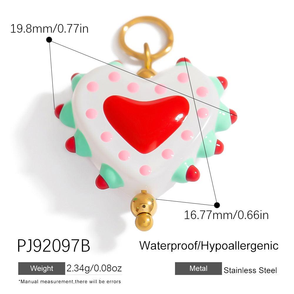 Hand-Painted DIY Jewelry Accessories Summer Dopamine Glass Heart Pendant