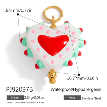 Hand-Painted DIY Jewelry Accessories Summer Dopamine Glass Heart Pendant