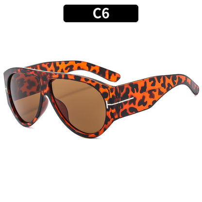 Fashion T-Shaped Oval Sunglasses UV400 Protection Trendy Shades