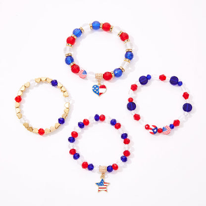 Multi-Layer Heart Pendant Crystal Beaded Bracelet
