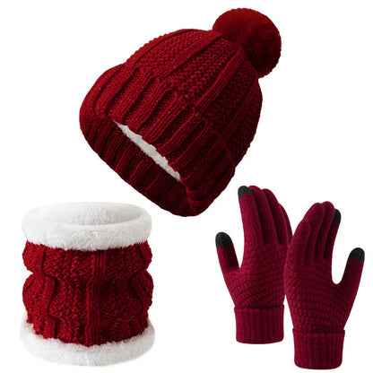 Warm Winter Knit Hat Scarf Gloves Set for Outdoor Activities