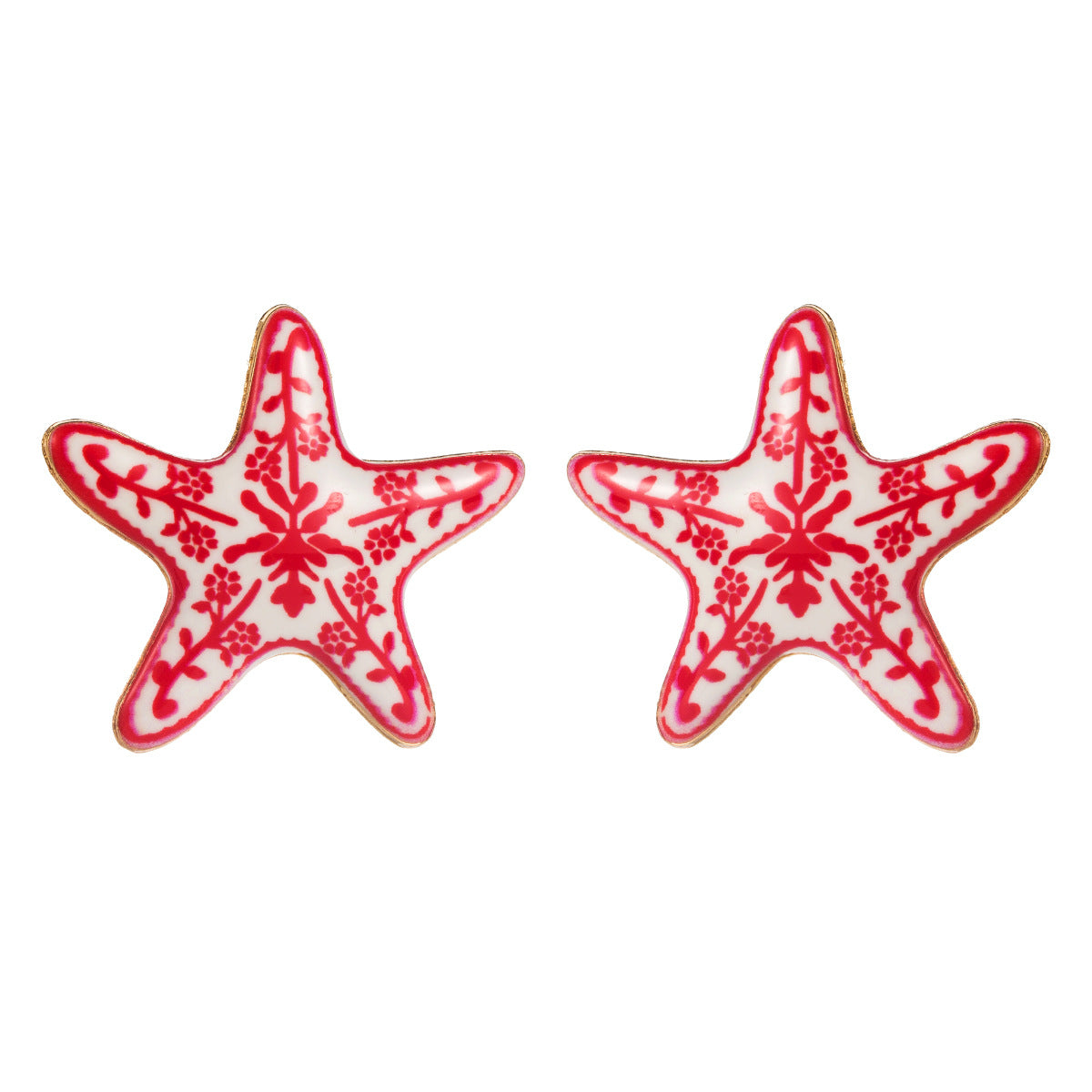 Marine Starfish Enamel Earrings Trendy Beach Vacation Style
