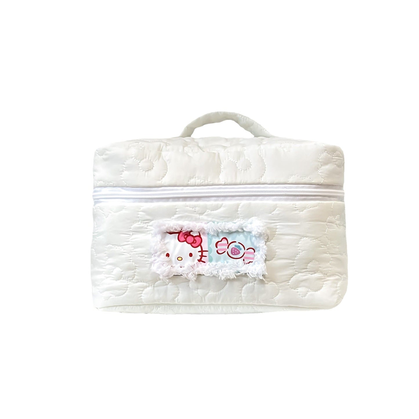 Cute Kawaii Cat Makeup Bag Cotton Storage Tote for Daily Use