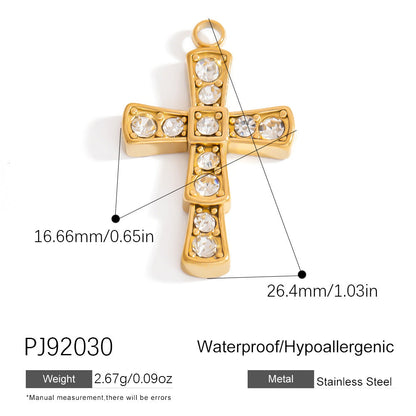 Cross Pendant Accessories DIY Jewelry Stainless Steel 18K Gold Bracelet Necklace