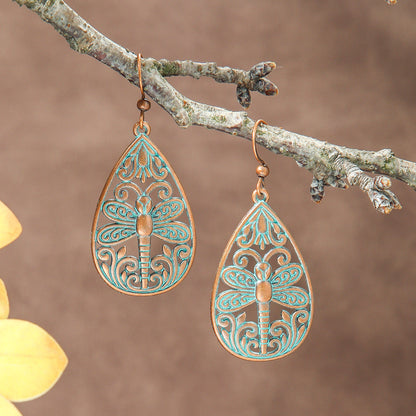 Bohemian Vintage Long Tassel Earrings Floral Design Zinc Alloy Jewelry