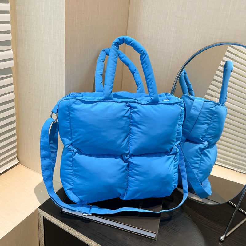 Soft Quilted Nylon Tote Bag Stylish Casual Handbag