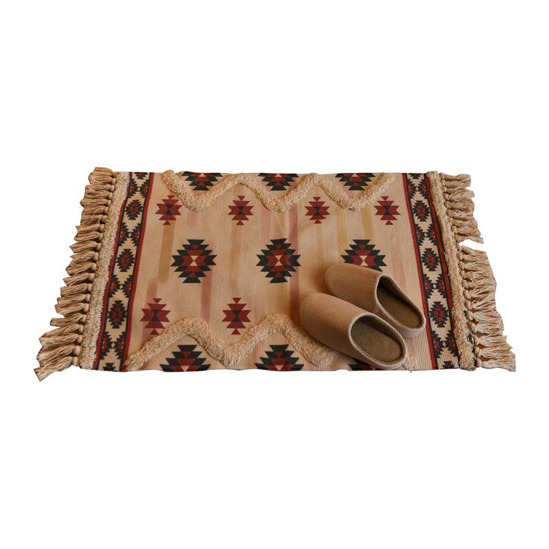Nordic Style Cotton Tassel Woven Floor Mats Bedroom Bedside Mats Simple Modern Carpets