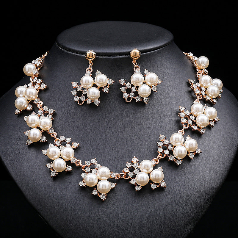 Elegant Pearl Necklace Set for Women - Gold Alloy Bridal Accessories