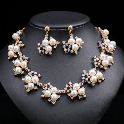 Elegant Pearl Necklace Set for Women - Gold Alloy Bridal Accessories