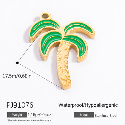 Stainless Steel DIY Ocean Series Coconut Tree Pendant Necklace