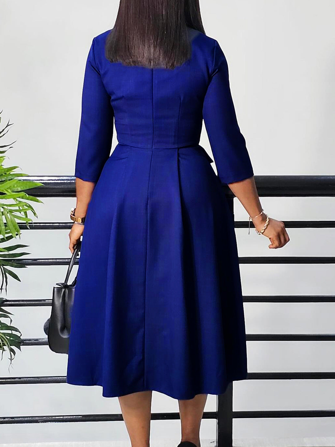 Elegant Solid Color Pleated Maxi Dress For Women