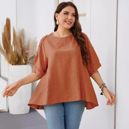 Plus Size Women's Loose Fit Solid Color T-Shirt