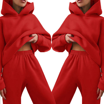 Hooded Sweatshirt And Long Pants Set Casual All-Season Outfit