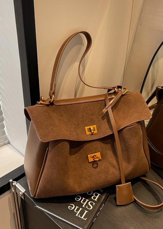 Top Handle Leather Satchel With Gold Tone Hardware
