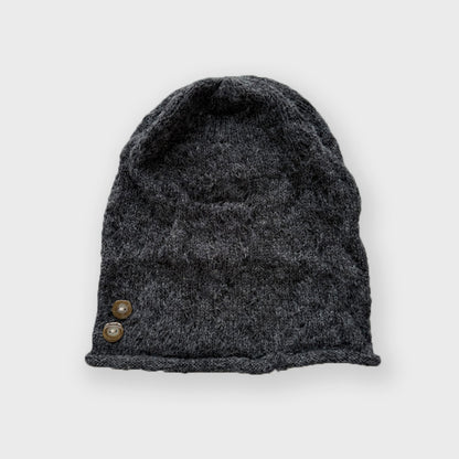 Trendy Knitted Beanie Hat with Unique Buttons