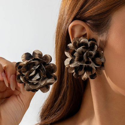 Geometric Leopard Print Resin Drop Earrings For Women